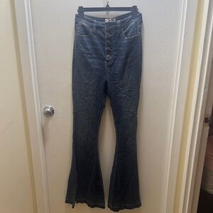 We The Free Indigo Button-Up Flare Jeans